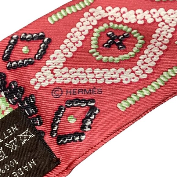 Auth HERMES Twilly - Red Multi Silk Scarf - Picture 2 of 4